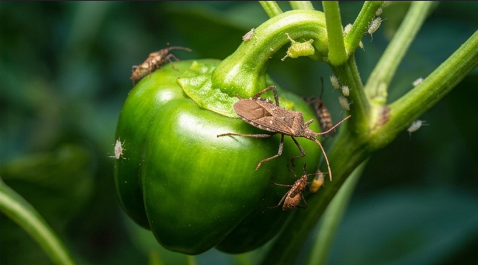 This shows Squash bugs and Nymphs  infesting the produce.